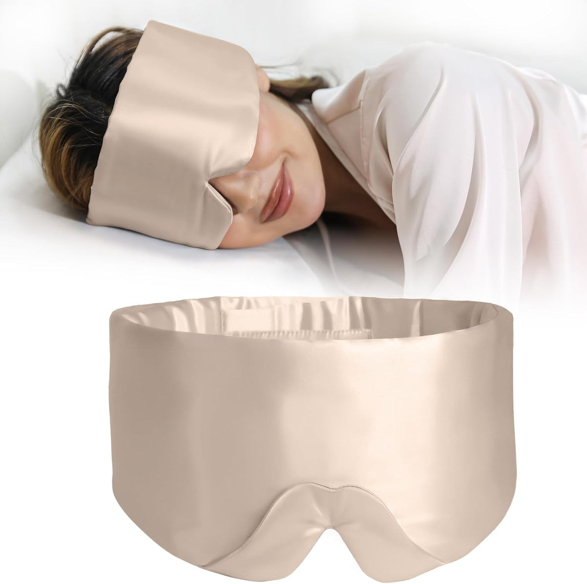 ZIMASILK 100% 22 Momme Mulberry Silk Sleep Mask - Full Silk Filled, Ultra-Soft & Breathable