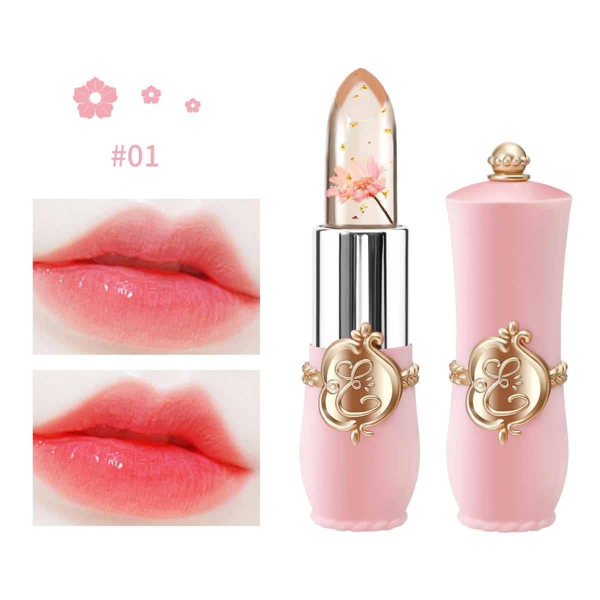 3 Pcs/Set Flower Jelly Lipstick Set Temperature Change Moisturizer Long Lasting Nutritious Balm