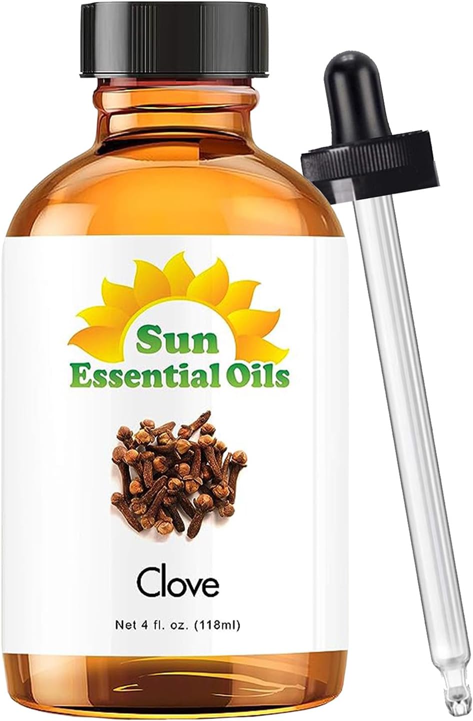 Sun Essential Oils – 4 oz Clove Essential Oil with Dropper for Diffuser, Skin, Aromatherapy