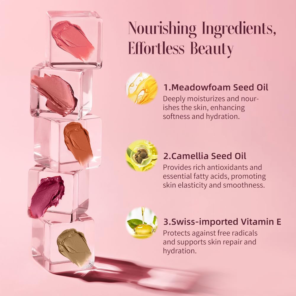Multi-Use Makeup Cream Blush Stick, Unidollss 3-in-1 Buildable Powder Blush Stick for Cheeks, Eyes