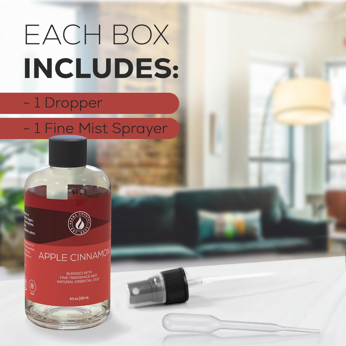 Aroma Country Apple Cinnamon Diffuser Oil - Luxury Essential Oils for Diffuser Refill & Air