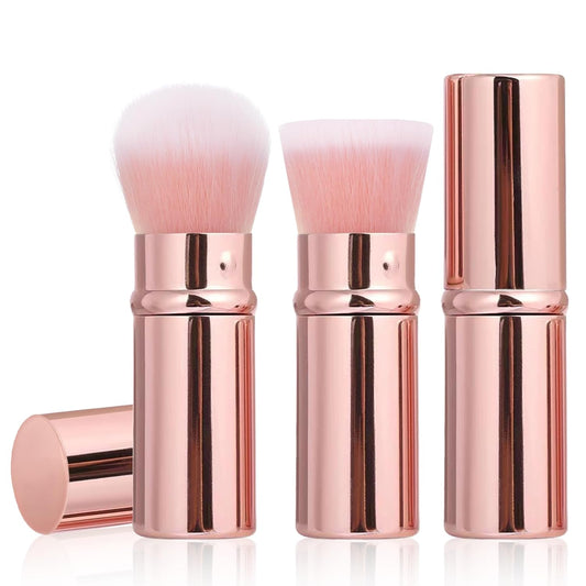 Makeup Brush 2 Pack, Retractable Travel Kabuki Powder Foundation Makeup Brush Face Blush Brushes