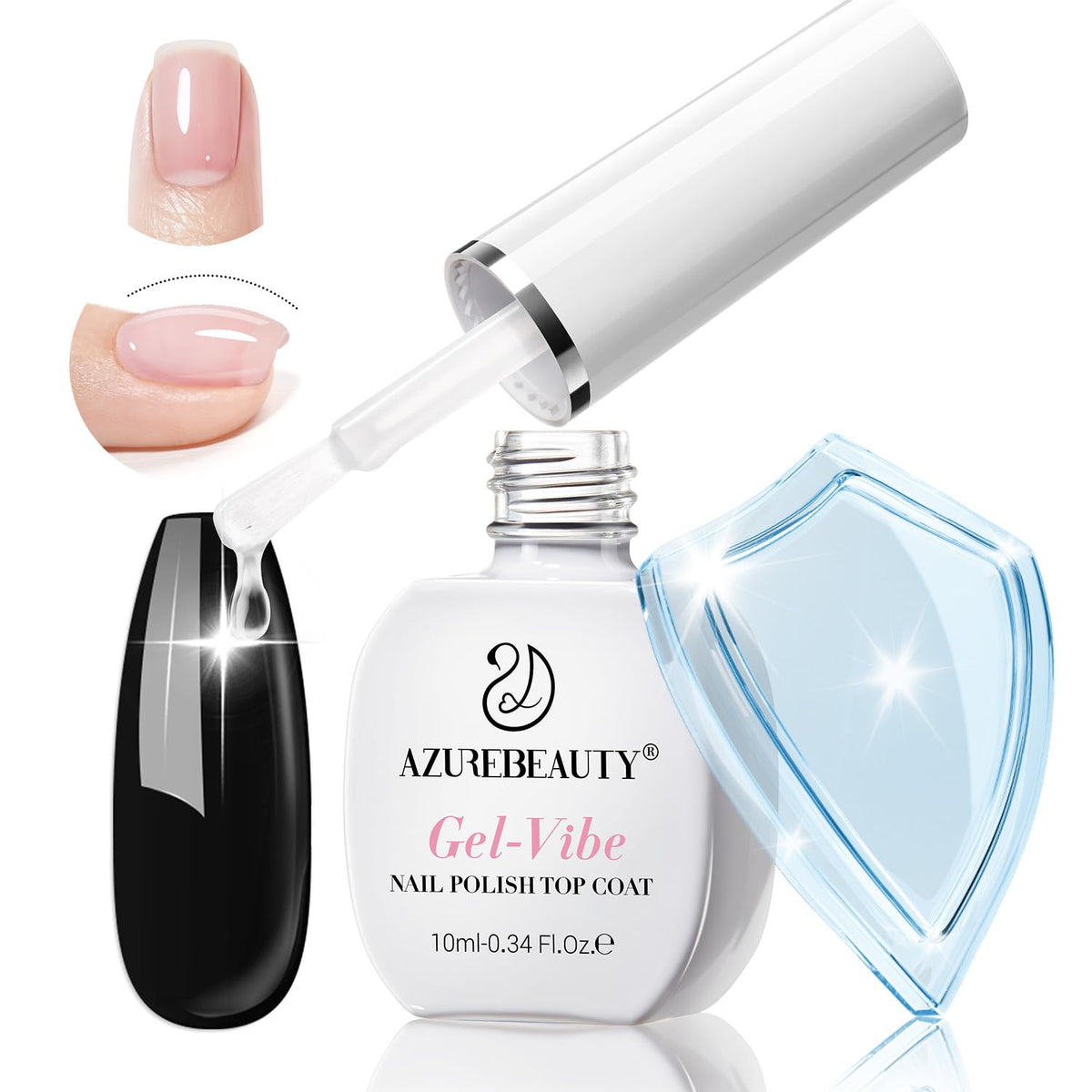 AZUREBEAUTY Natural Top Coat Nail Polish – Clear, Quick Dry, Long Lasting, Glossy Shine, Air Dry