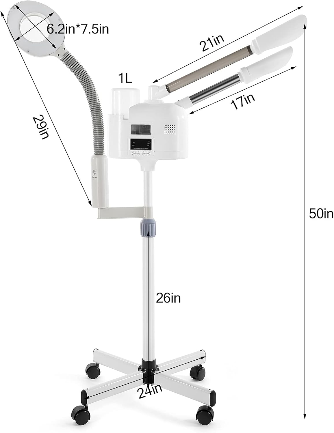 Professional 3 in 1 Facial Steamer Upgrade Esthetician Steamer with hot & Cold Nozzle 5X LED