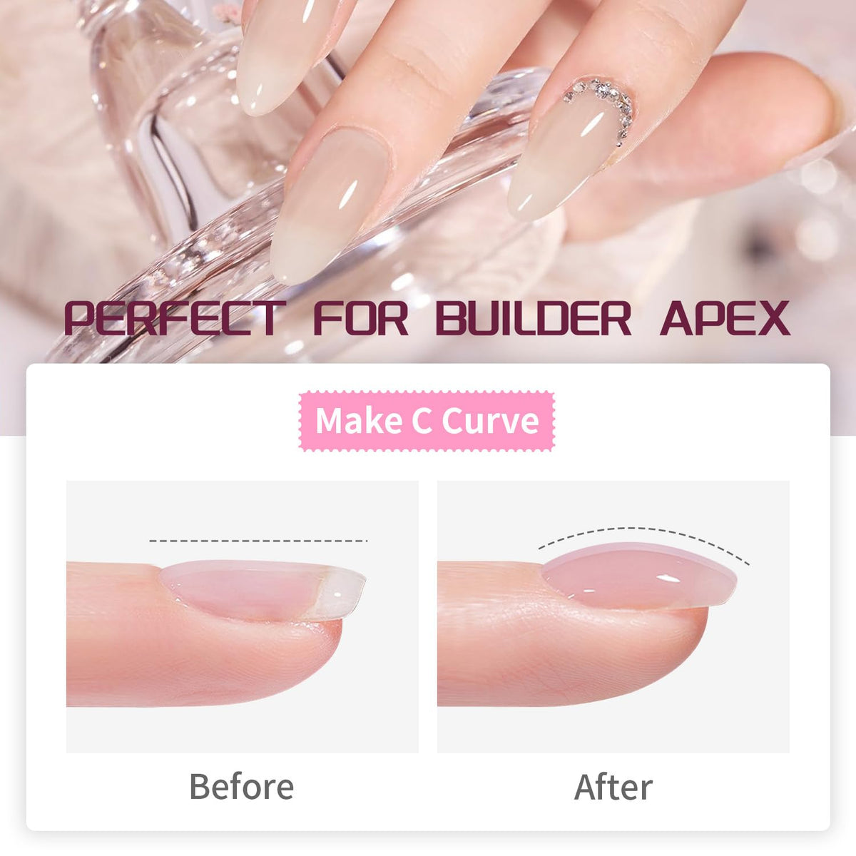JODSONE Builder Color Gel Top Coat Base Coat Extension Gel 24 PCS Kit Long Lasting High Gloss Gift