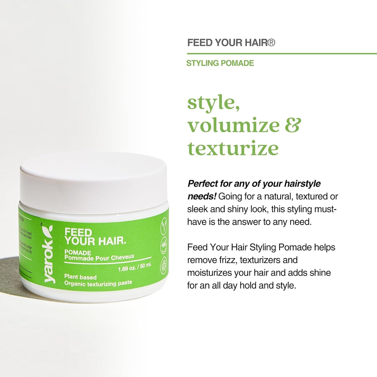 Yarok - Feed Your Hair Styling Pomade - Style, Volumize & Texturize - Firm Hold Whipped Pomade