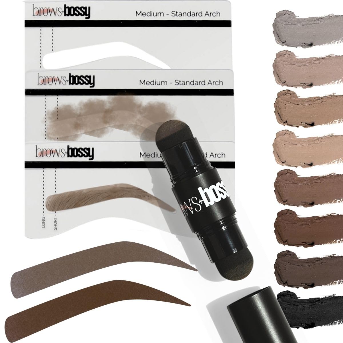 Dual-Color Eyebrow Stamp Stencil Kit with 9 Reusable Eyebrow Stencils for Professional Brow