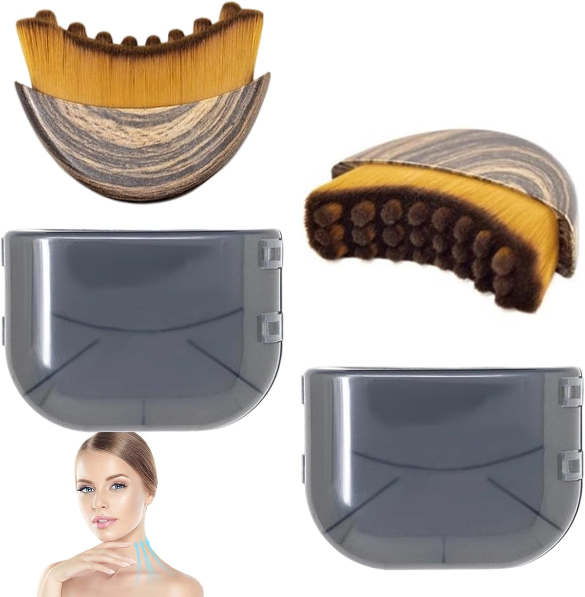 2pcs 2025 Upgrade Lymphatic Drainage Brush, Dual-Action Face & Body Massager for Jawline Sculpting