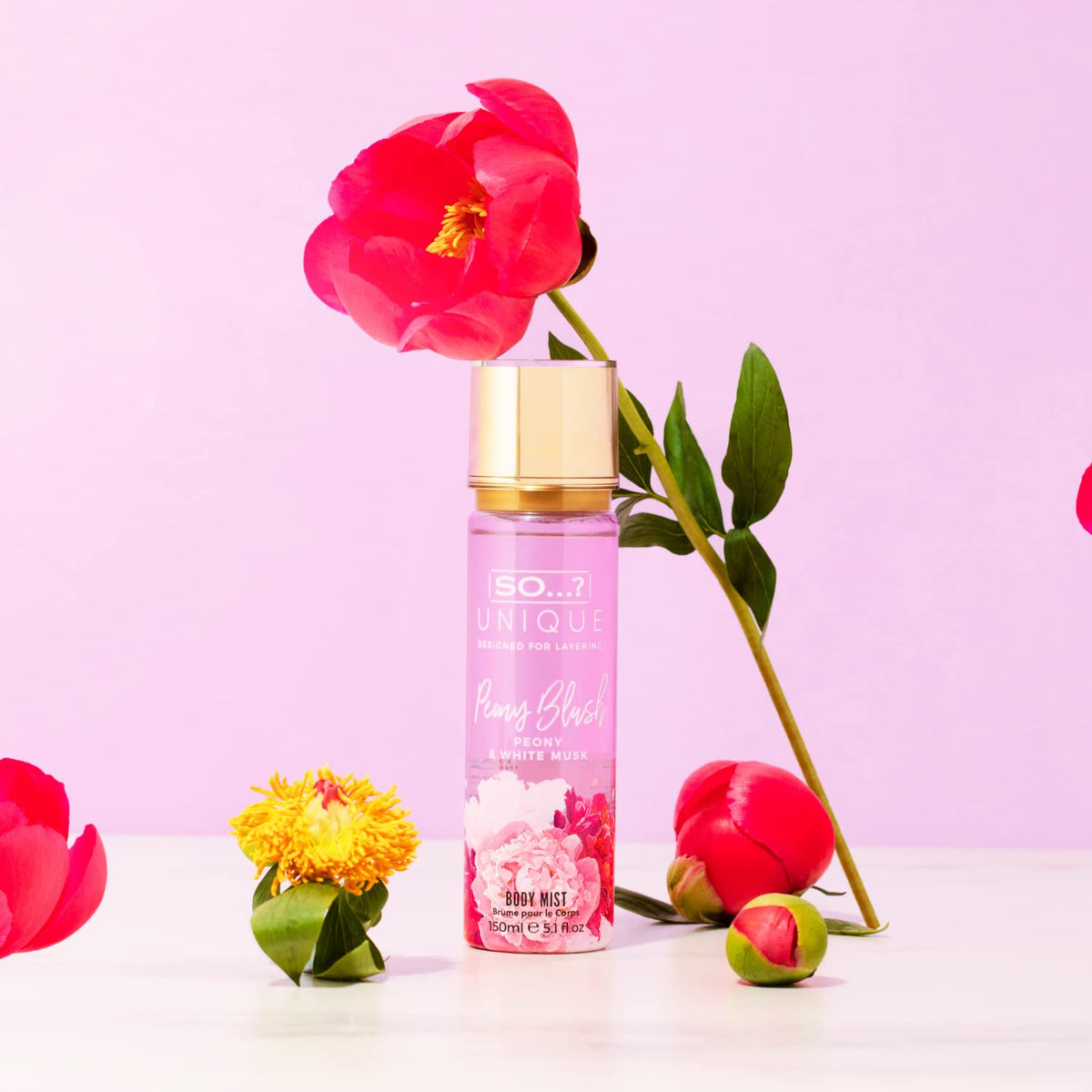So…? Unique Peony Blush Body Mist - Floral, Fruity Vanilla Perfume with Bergamot and Pear Notes