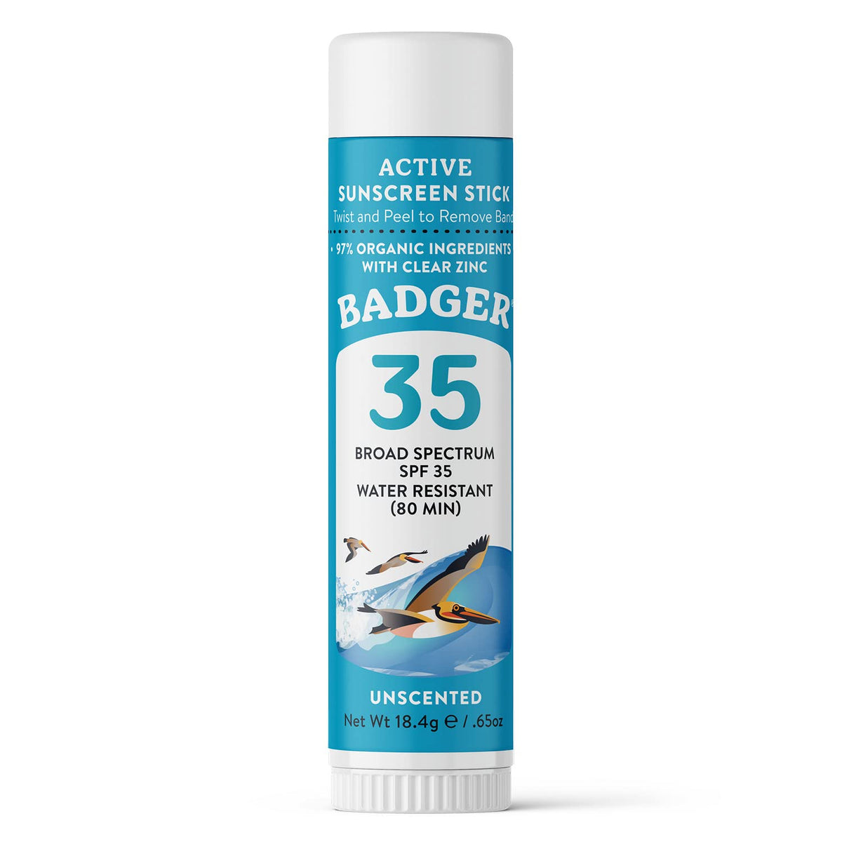 Badger Mineral Sunscreen Face Stick SPF 35, 97% Organic Unscented Zinc Oxide Travel Sunscreen