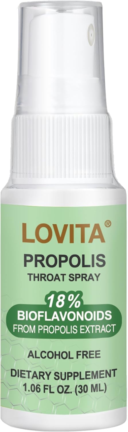 Lovita Bee Propolis Throat Spray, 18% Bioflavonoids, Alcohol-Free, Immune Support, Throat Soothing