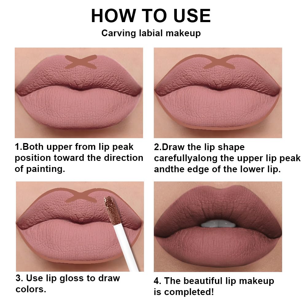 evpct 2Pcs Nuetral Nude Matte Lip Liner and Lipstick Combo Set for Women, Nude Lip Combo Set Liquid