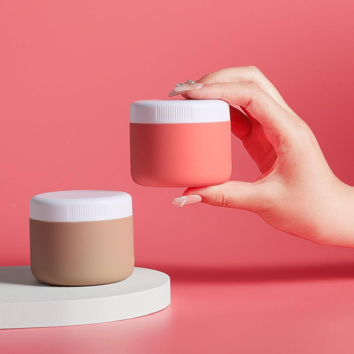 Travel Containers for Toiletries, Silicone Cream Jars BPA-Free, Leak-proof 3oz Travel Size