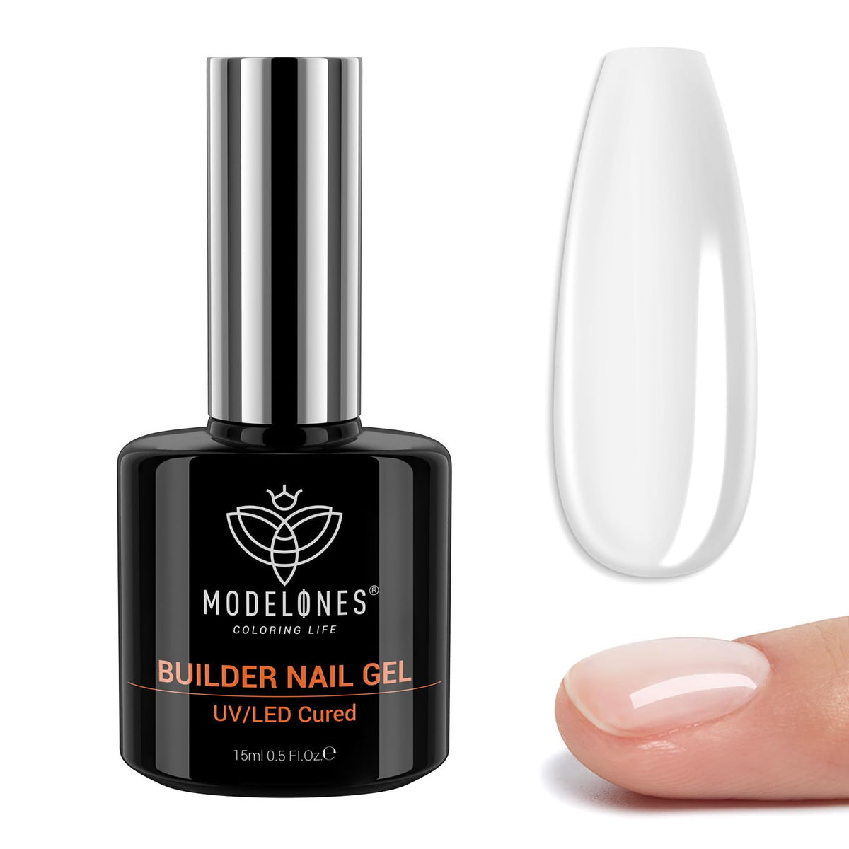 modelones Builder Nail Gel, 7-in-One Clear Builder for Nails, LED Lamp Cured Color Rubber Base Gel