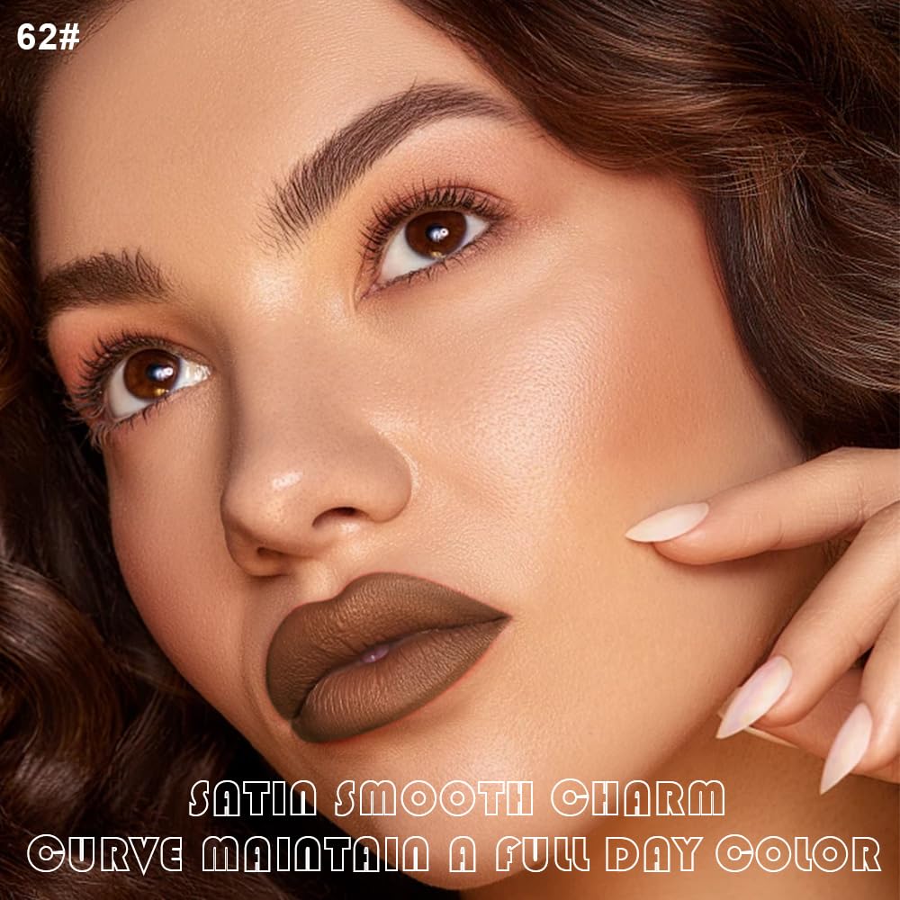 evpct 2Pcs Nude Matte Lip Liner and Lipstick Combo Set for Women, Nude Lip Combo Set Liquid Lips