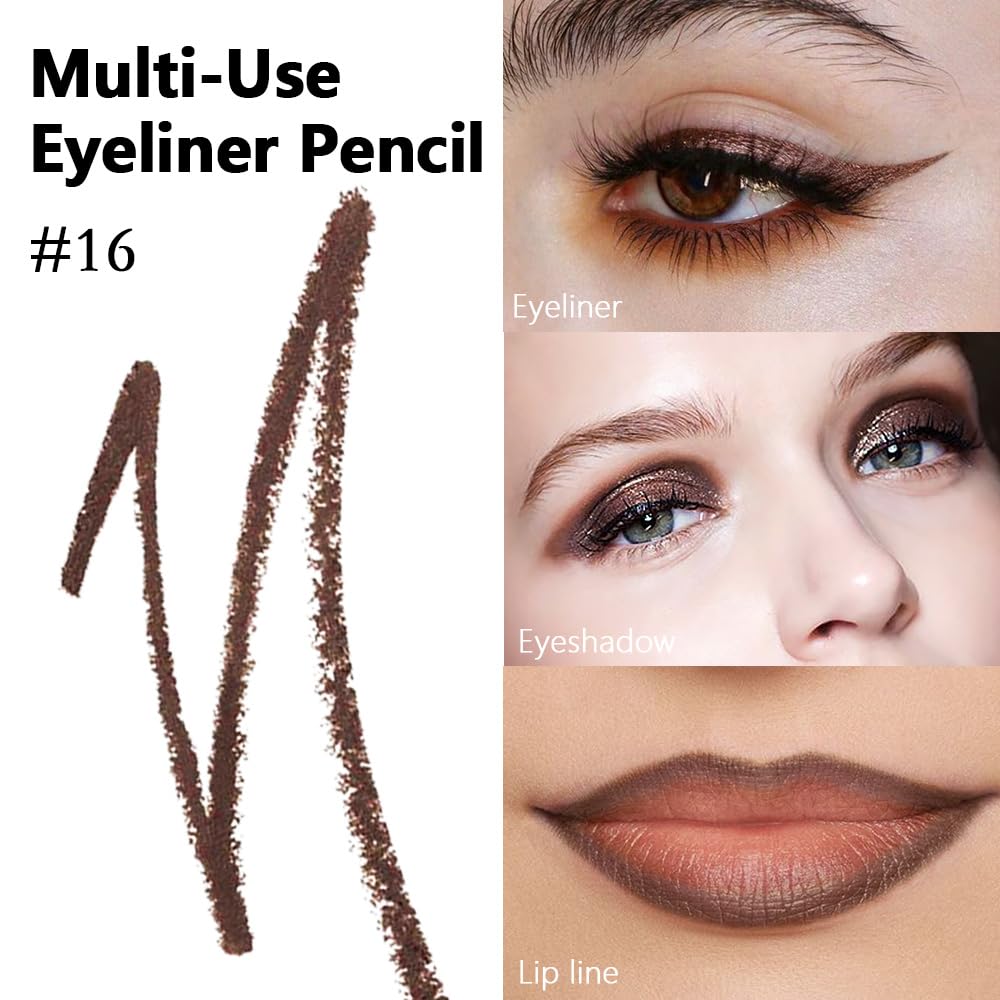 Kaely Gel Eyeliner Pencil for Women, Brown Eye Liner Waterproof Smudge Proof with Sharpener