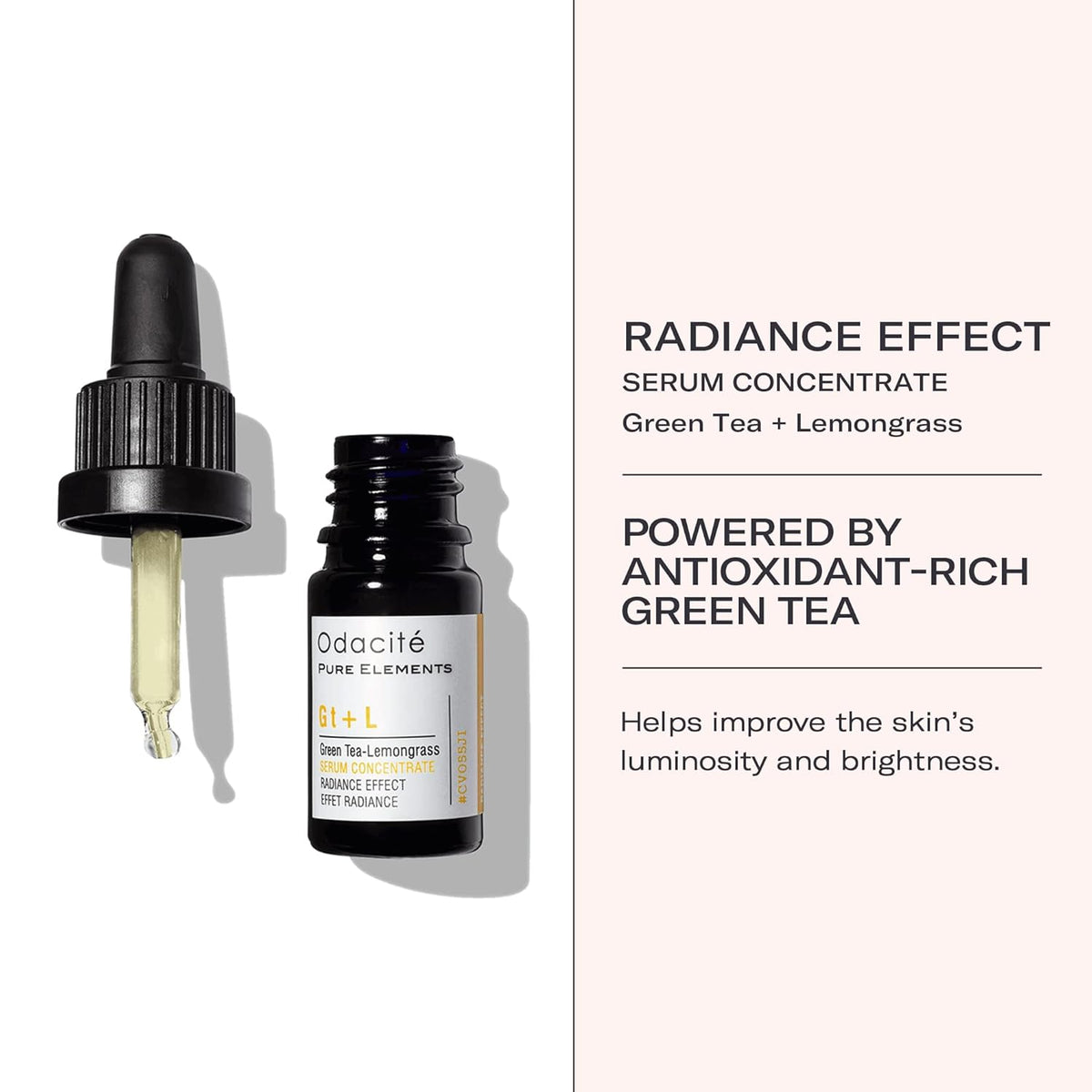 Odacité Brightening Serum Concentrate with Green Tea + Lemongrass for Radiant Skin - Lightweight