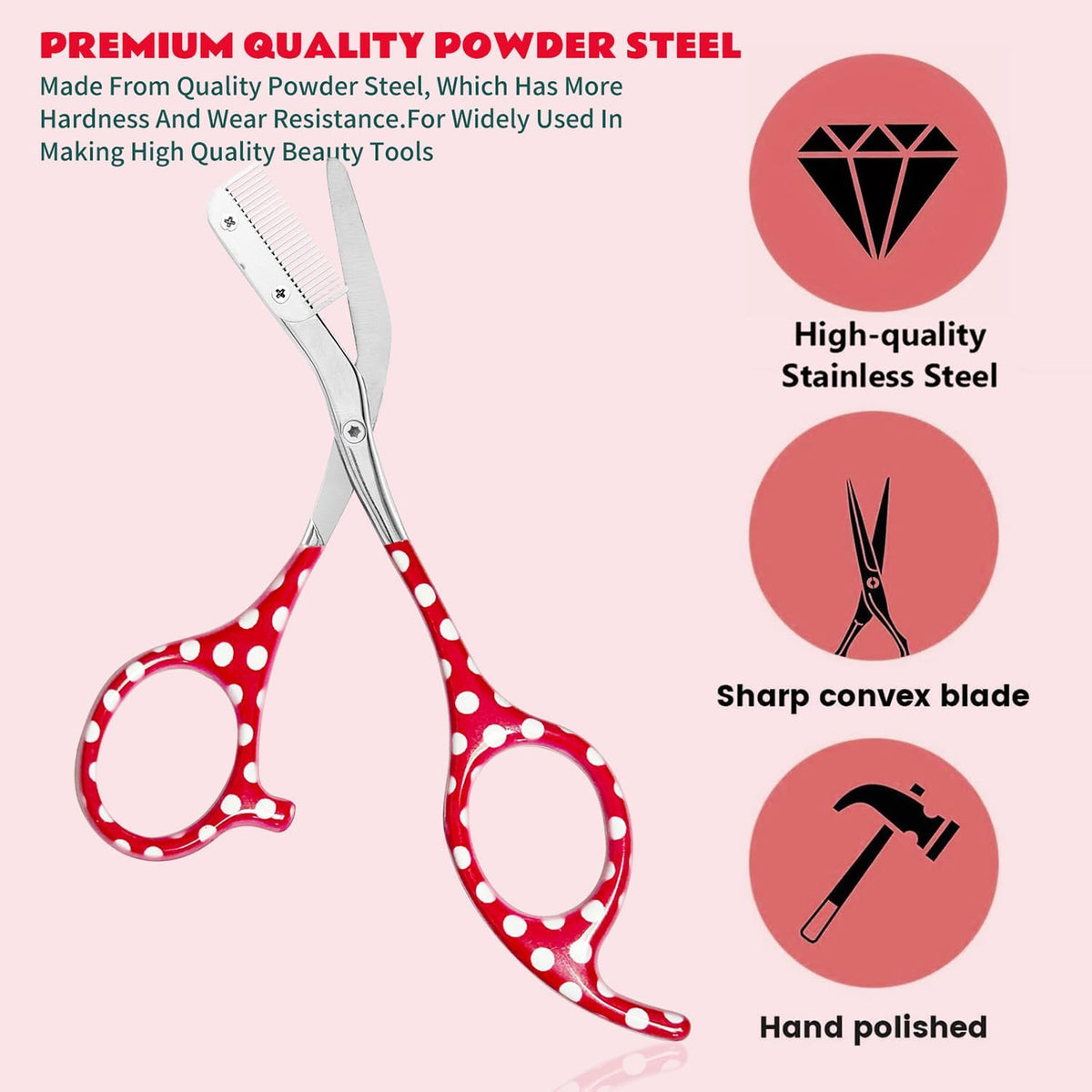 Eyebrow Trimmer With Comb, Stainless Steel Facial Grooming Scissors Kit, Professional Precision
