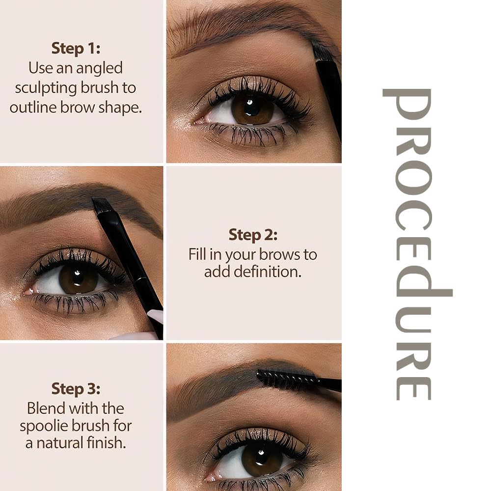 Taupe Grey Eye Brow Powder for Women, Matte Gray Black Eyebrow Powder Kit with Brush, Long-Lasting