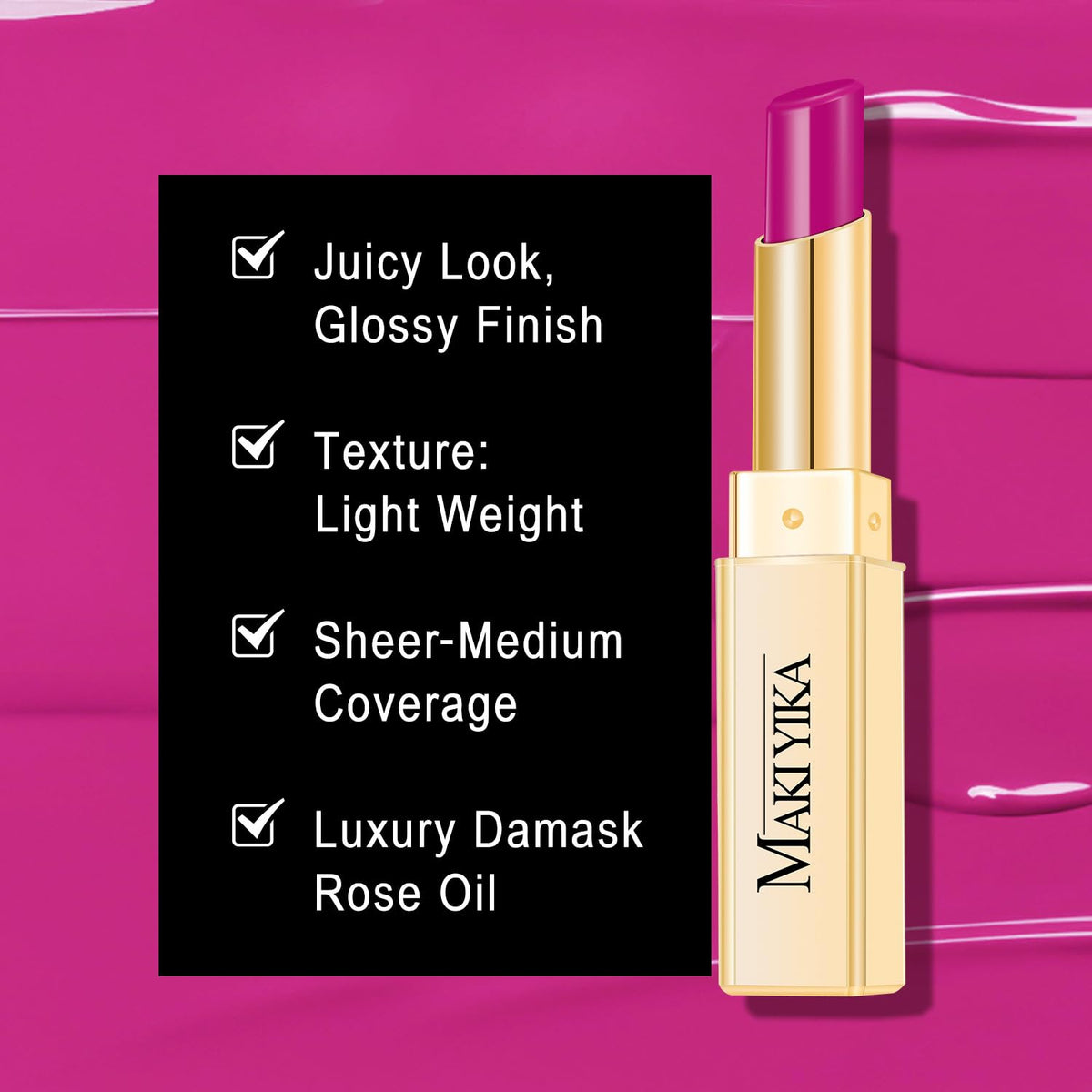 MAKI YIKA Moisture Purple Lipstick for Women Hydrate Lip Gloss for Dry Cracked Lips Weightless