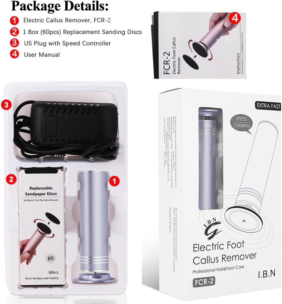 Upgraded Electric Callus Remover for Feet 1200rpm, Adjustable Speed Professional Electric Foot