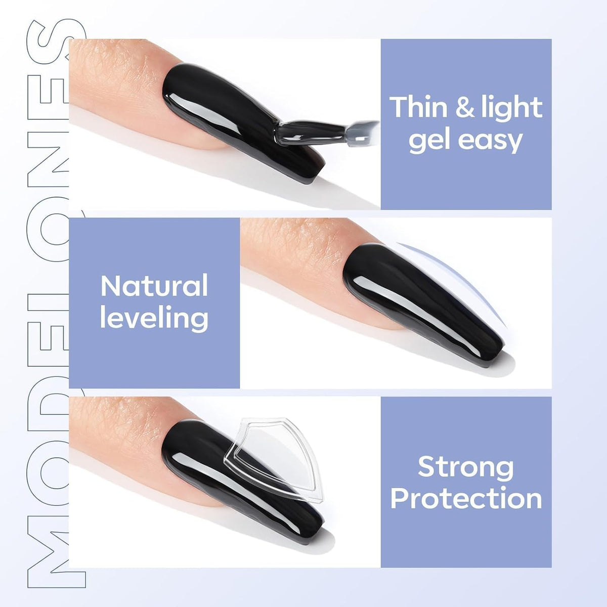 modelones Gel Top Coat, 2Pcs Clear Glossy Finish No Wipe Top Coat Summer Gel Nail Polish, Acrylic