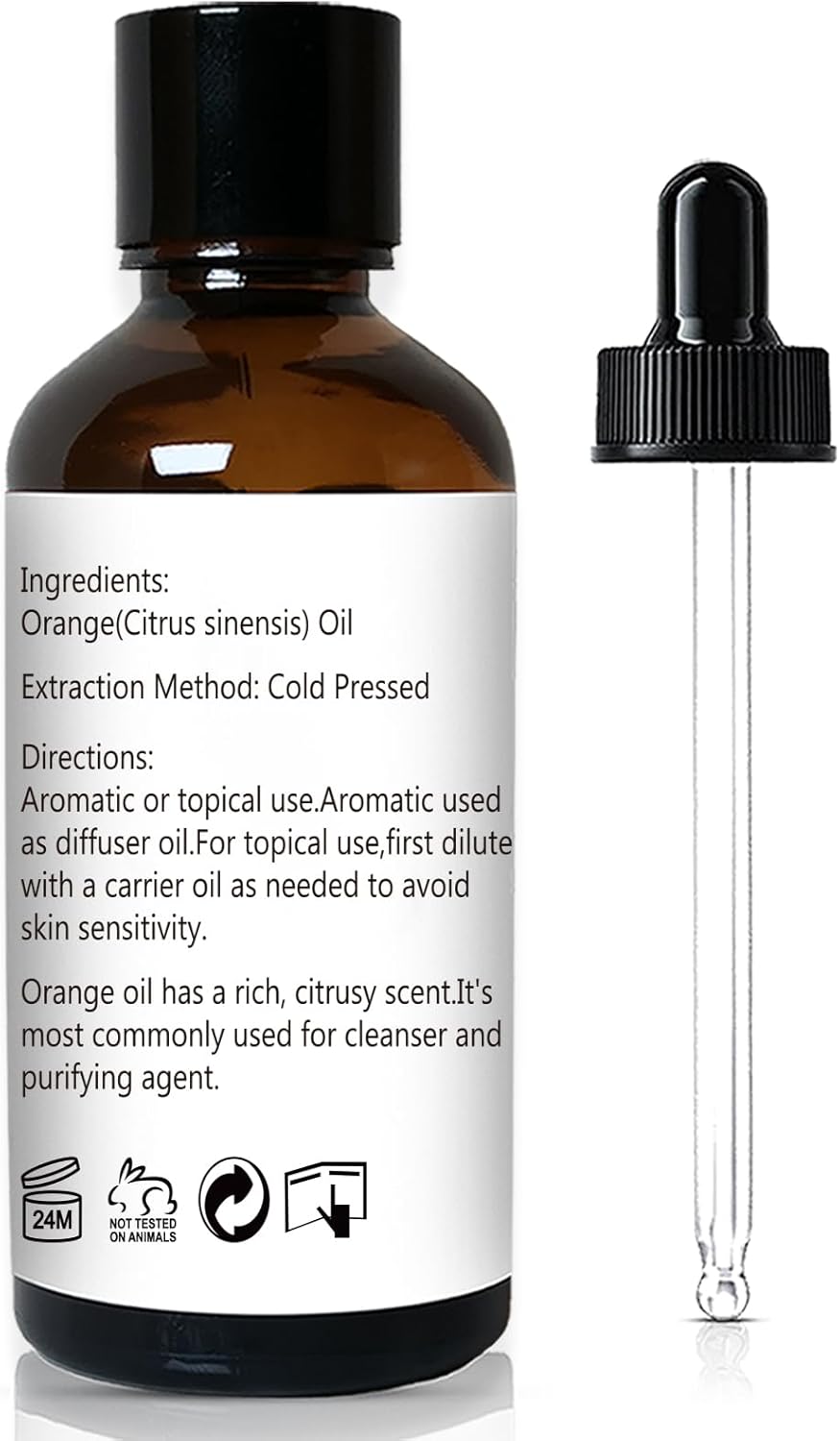 Orange Essential Oil 1 Oz – 100% Pure Sweet Orange Oil for Diffuser, Skin, Body, Spray, Massage &