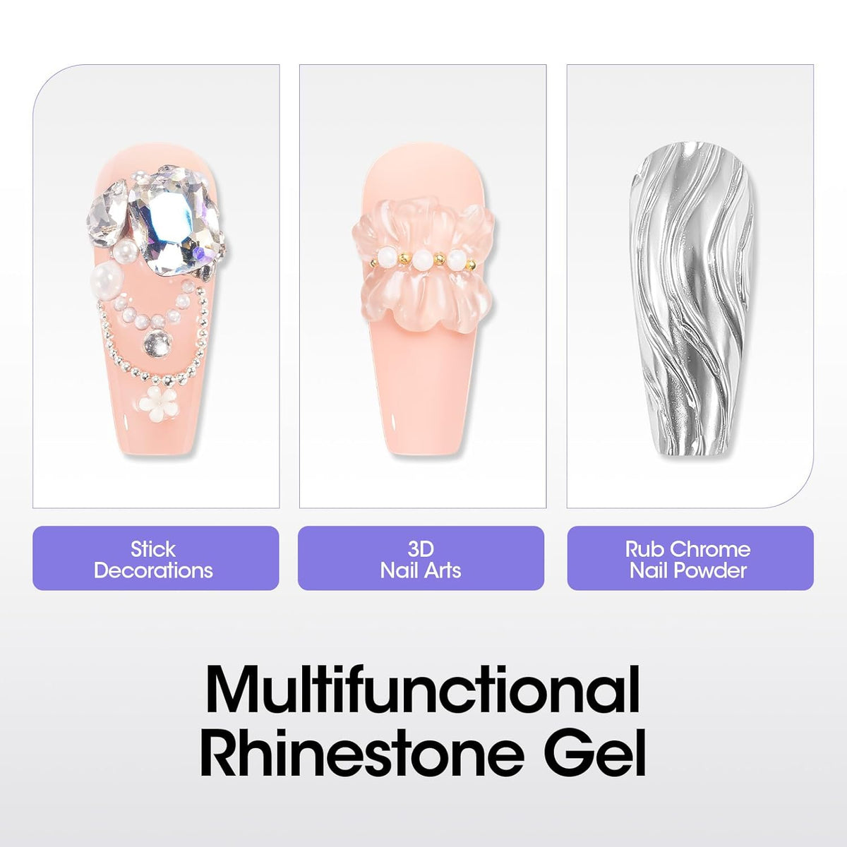 Gellen 30g Rhinestone Glue for Nails, Super Strong Adhesive Gel Nail Glue for Nail Charms, UV Light