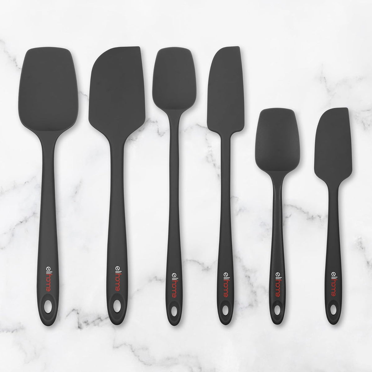 Elihome Skinny Silicone Spoonula - Non-Stick Heat Resistant Silicone Scraper Spatula for Mixing