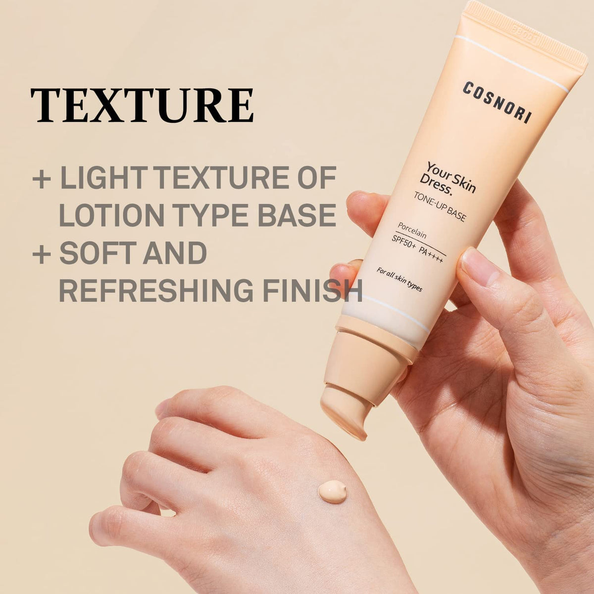 COSNORI Your Skin Dress Tone up Base – Conceal Pores & Blemish – Tone Correcting Makeup Base with
