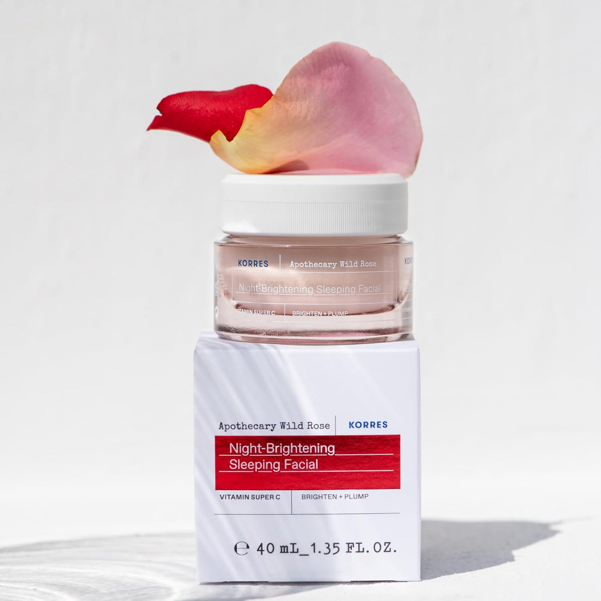 KORRES Wild Rose Skin Brightening Night Cream, Hydrating Face Moisturizer with Vitamin C