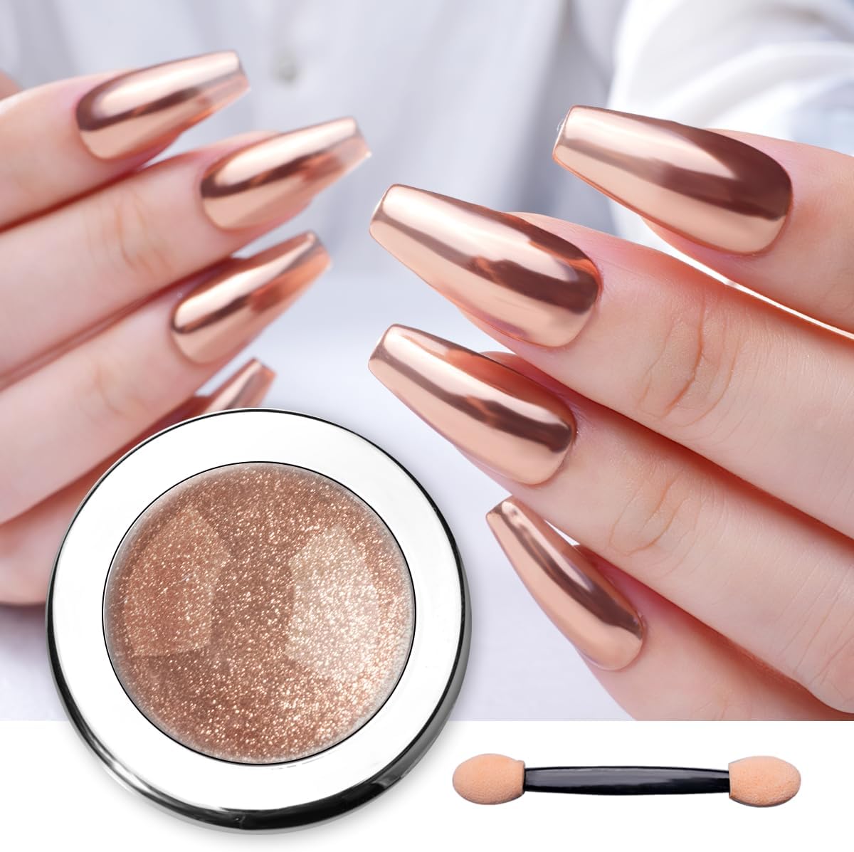 Pretty Diva Chrome Nail Powder - Bronze/Copper Mirror Effect Nail Chrome Powders, Highlight