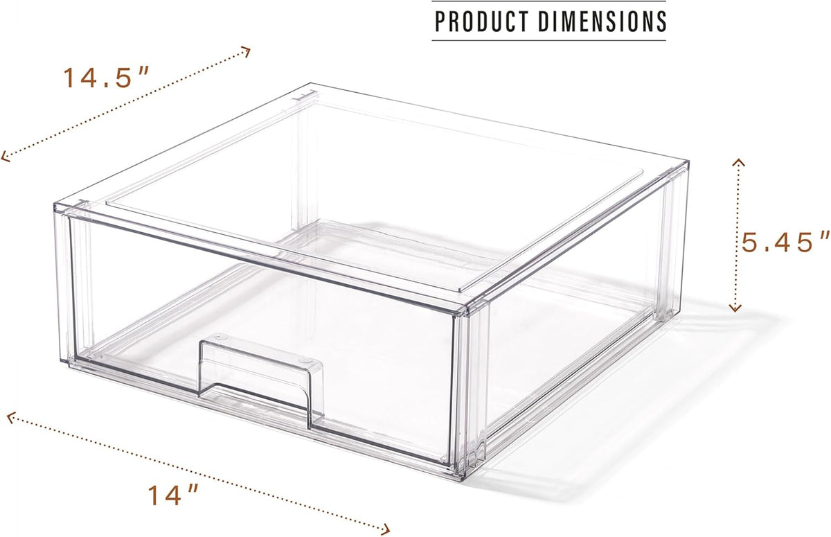 BINO | Stackable Storage Drawers, X-Large - Clear | THE CRATE COLLECTION | Storage Bins With