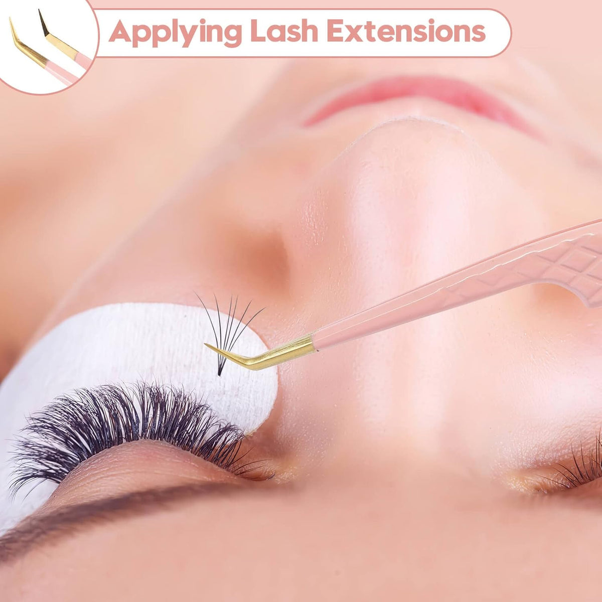 Ms.Queen Tweezers for Lash Extensions,Precision 45 Degree Lash Tweezers for Volume Classic Lashes