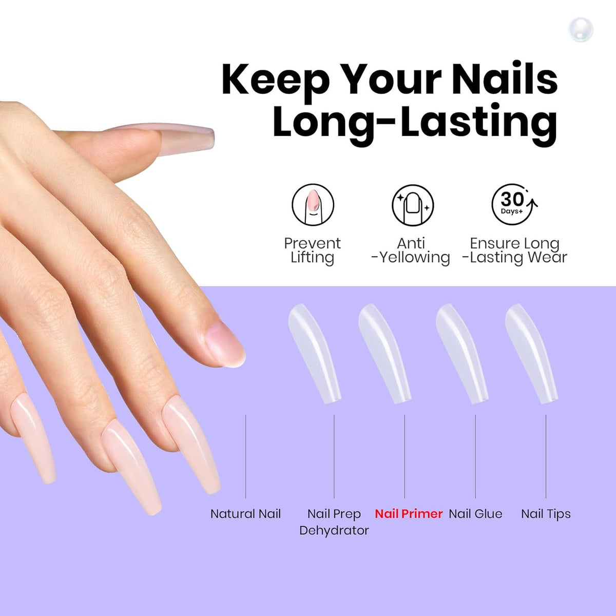 Beetles Nail Primer 15ml Protein Nail Prep for Gel Nail Polish, Upgraded Formula 2 in 1 Nail Bond