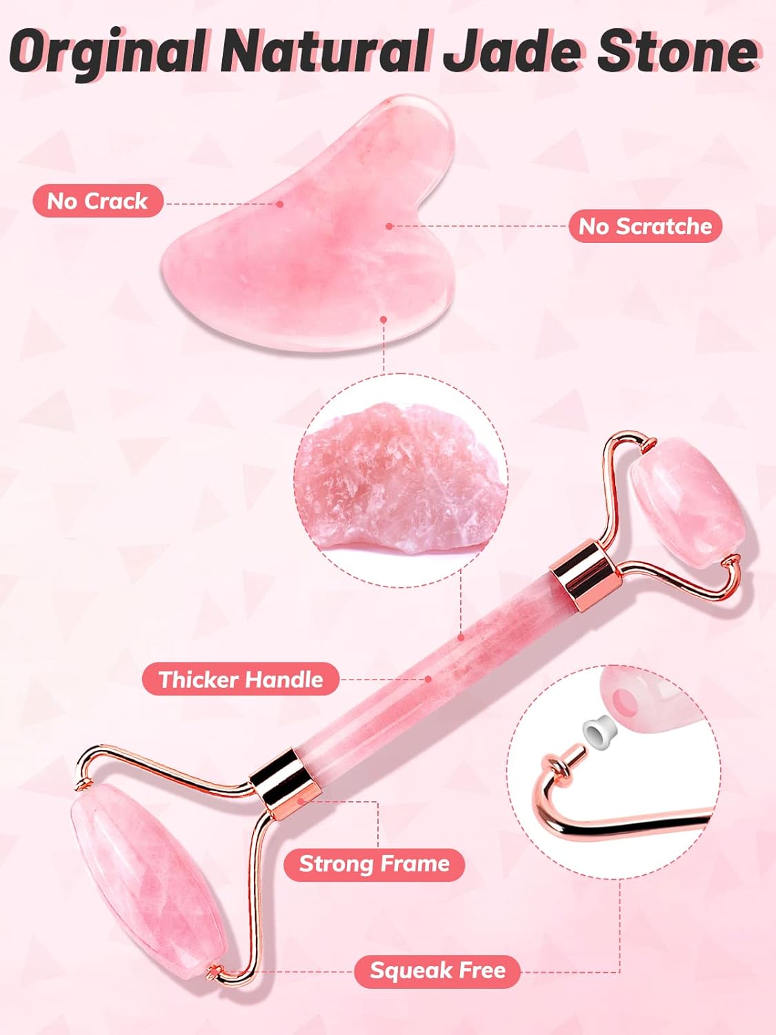 Gua Sha Face Roller Tools: Jade Roller Facial Tools for Skin Care - Facial Massager for Face, Eyes