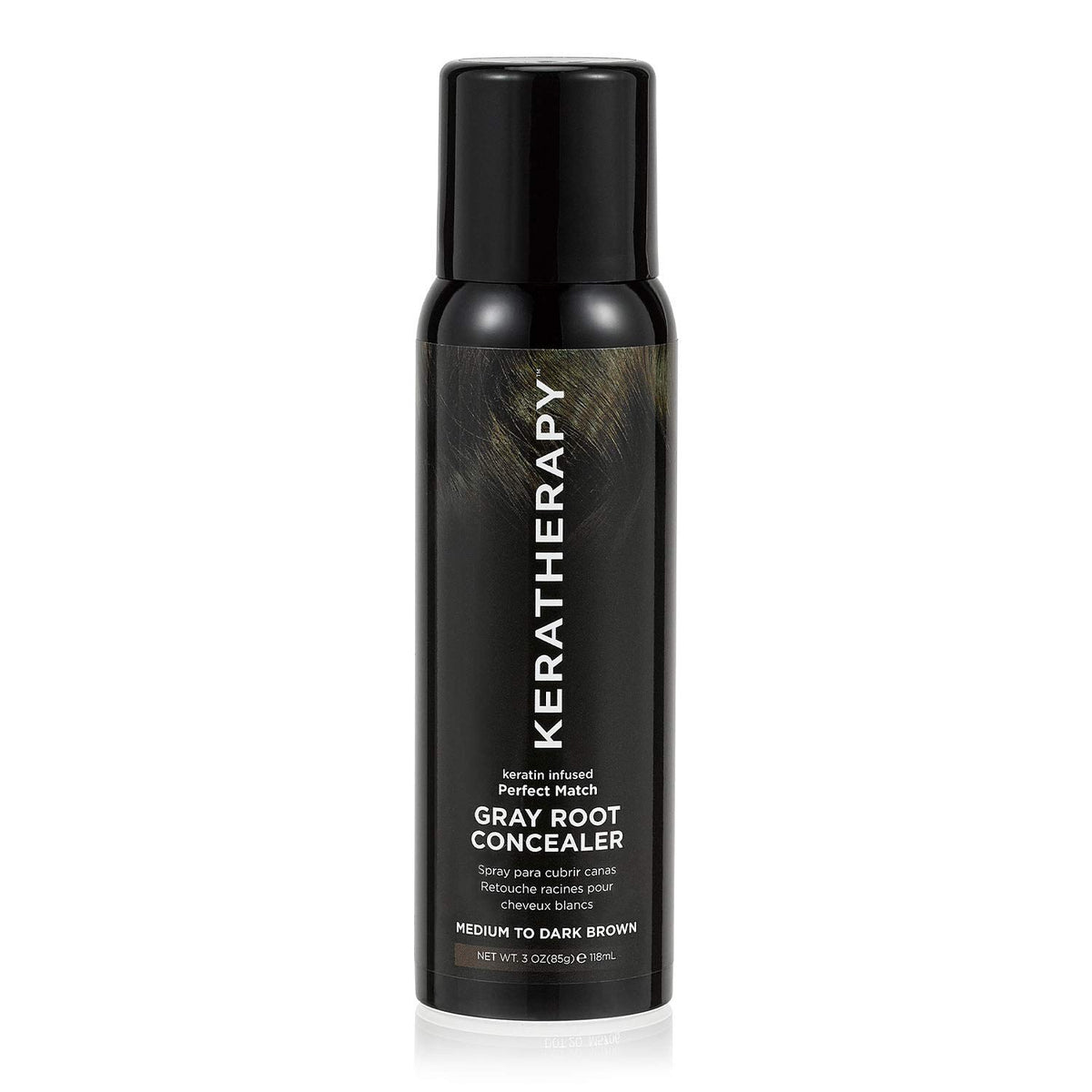 Keratherapy Keratin Infused Perfect Match Gray Root Concealer Spray, Dark Brown, 3 oz, 118 ml