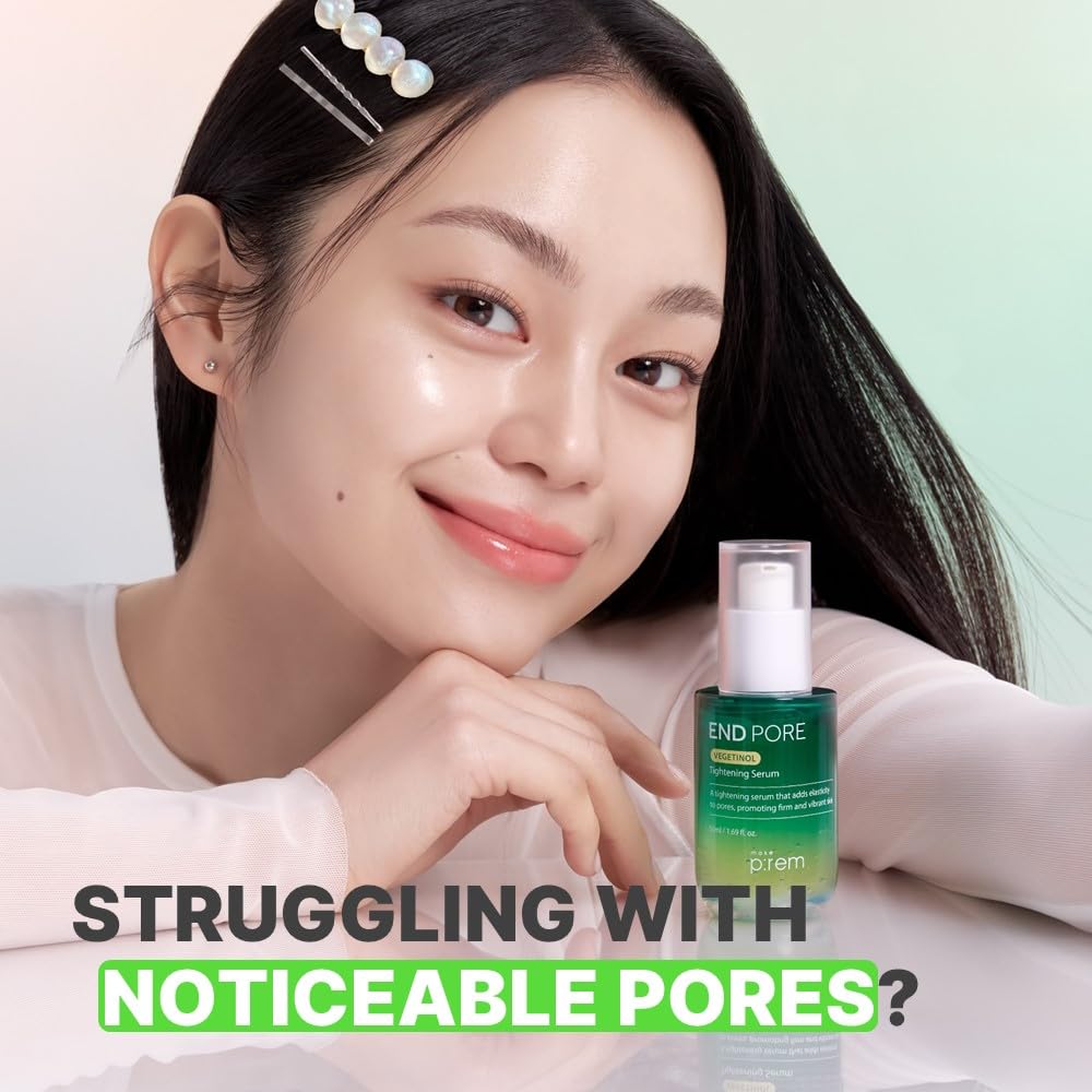 MAKE P:REM End Pore Vegetinol Tightening Serum, Pore Tightening Bakuchiol Serum with Vegan Collagen
