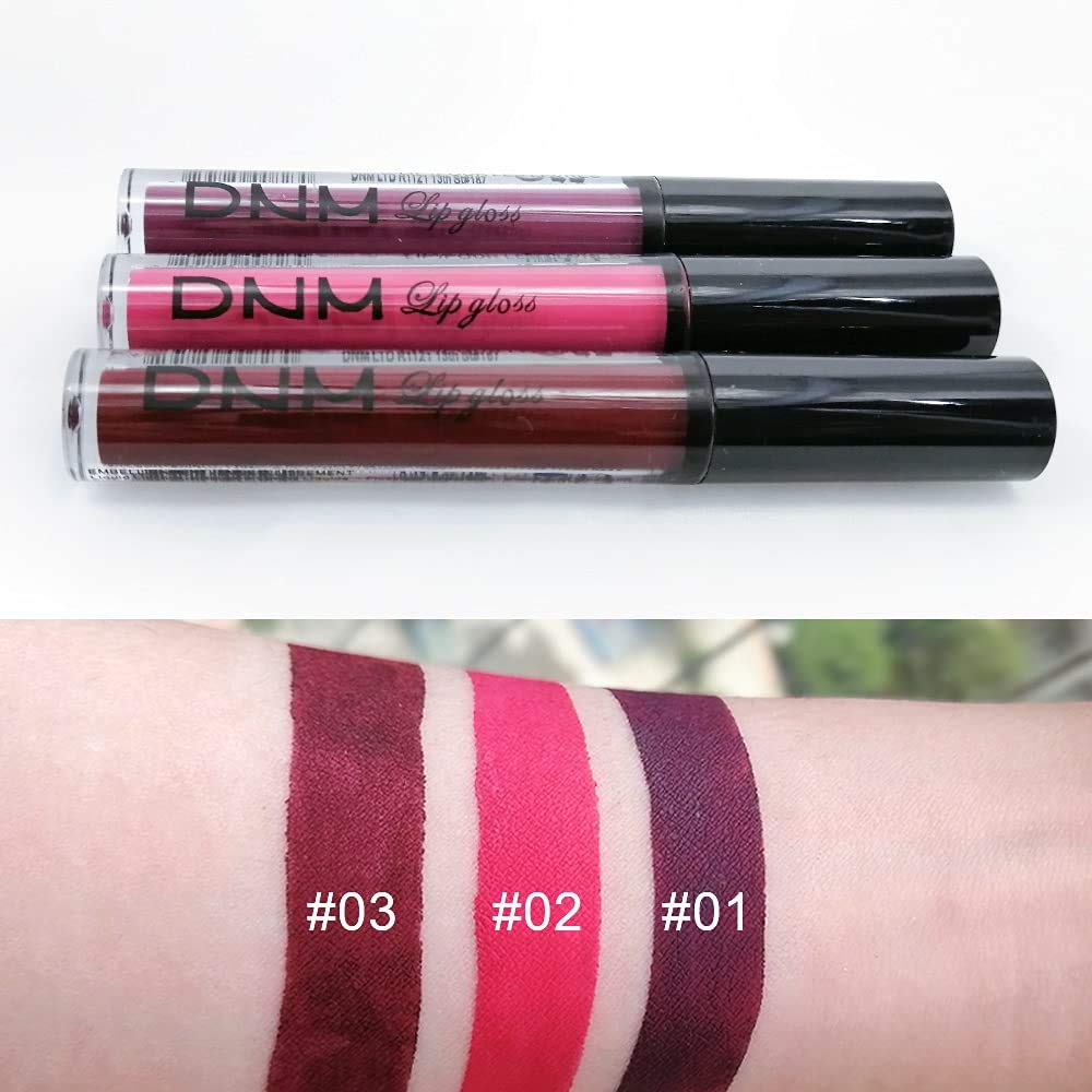 evpct 3Pcs Dark Purple Red Rose pink Matte Liquid Lipstick Sets for Black Women Matte Lipstick Lip