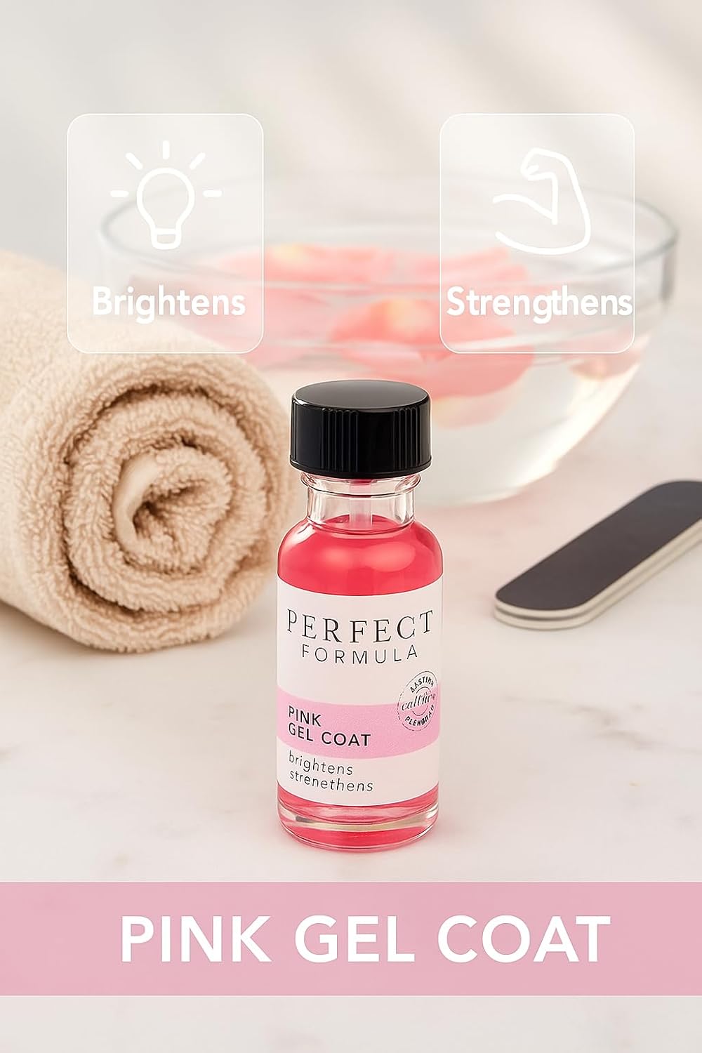 Perfect Formula Pink Gel Coat - Nail Strengthener and Strengthening Polish for Women, Extra Strong