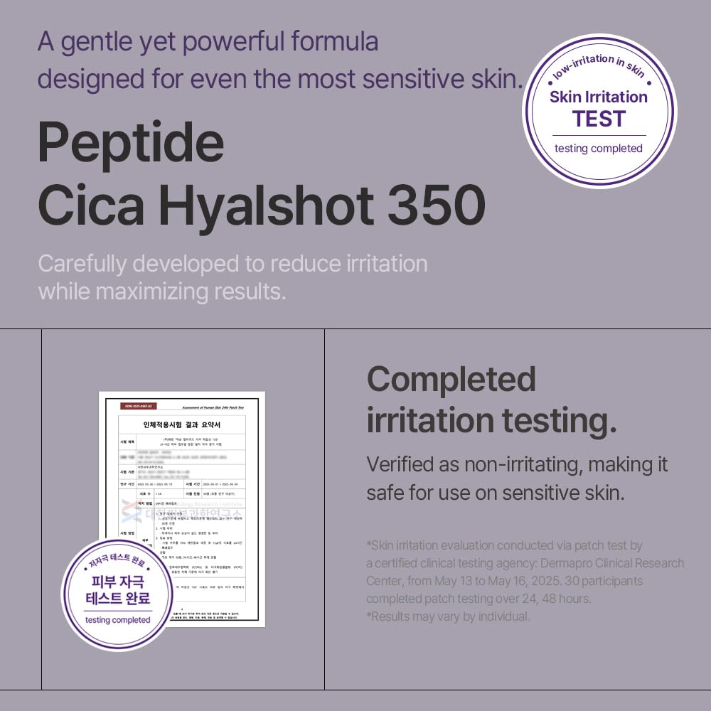 mixsoon Peptide Cica Hyalshot 350, 1.01 Fl. Oz / 30ml Centella Asiatica, Hyaluronic Acid for