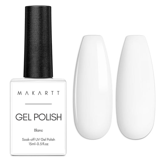 Makartt White Gel Nail Polish 15ml, Soak Off Blanc Gel for UV LED Light, DIY Nail Art, Manicure