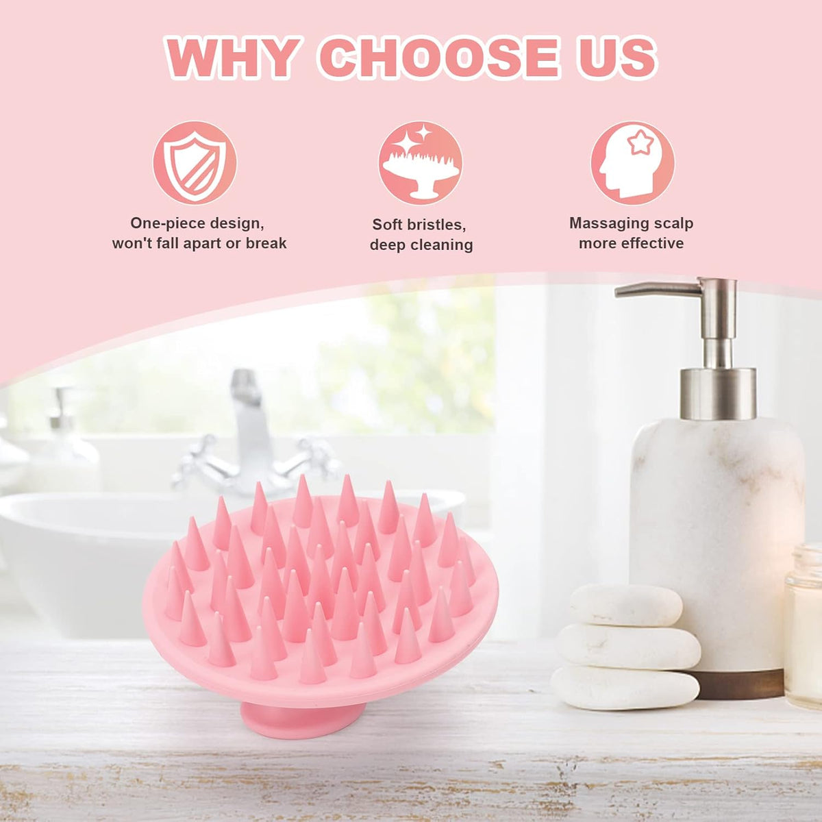 Silicone Scalp Massager Shampoo Brush, Scalp Brush for Hair Growth & Dandruff Removal, Hair