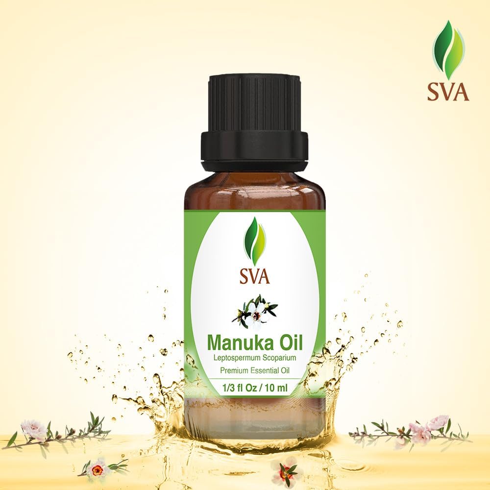 SVA Manuka Essential Oil – 1/3 Fl Oz – 100% Natural Manuka Oil - for Diffuser, Hair Care, Face