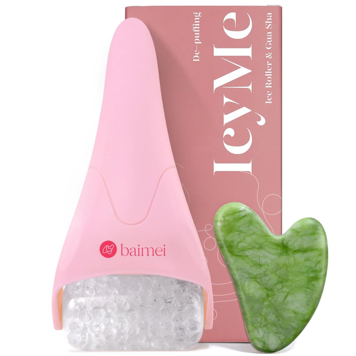 BAIMEI IcyMe Ice Roller for Face and Gua Sha Facial Tool Set, Ice Face Roller Reduces Puffiness