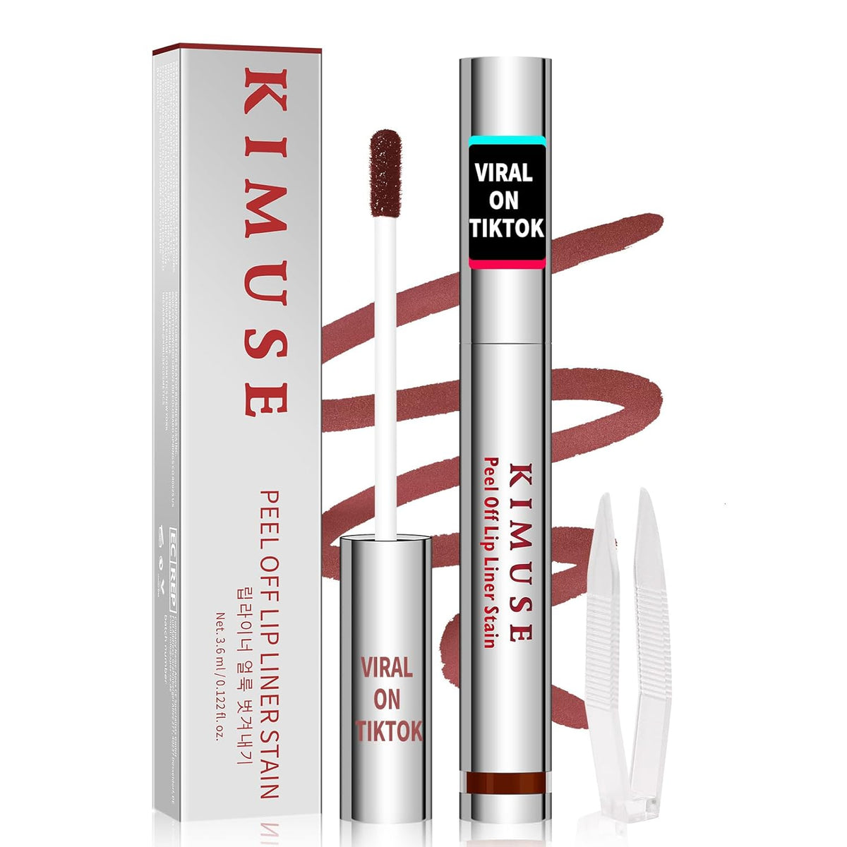 KIMUSE Peel Off Lip Stain, Long Lasting Lip Stain Peel Off with Tweezer, Waterproof Lip Liner