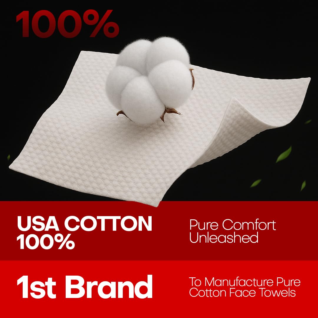 Face Towels | XL 8x8 Ultra Soft & Extra Thick Facial Wipes | Disposable Face Towelettes for
