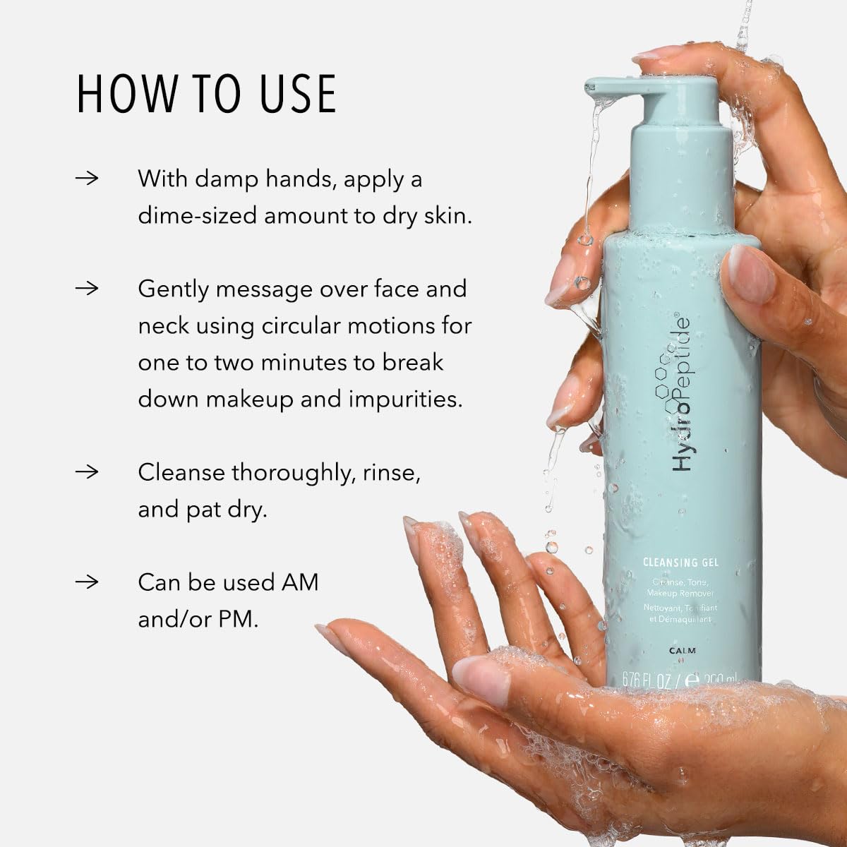 HydroPeptide Cleansing Gel, Toning Face Wash, Effectively Removes Makeup, Dirt, and Excess Oil