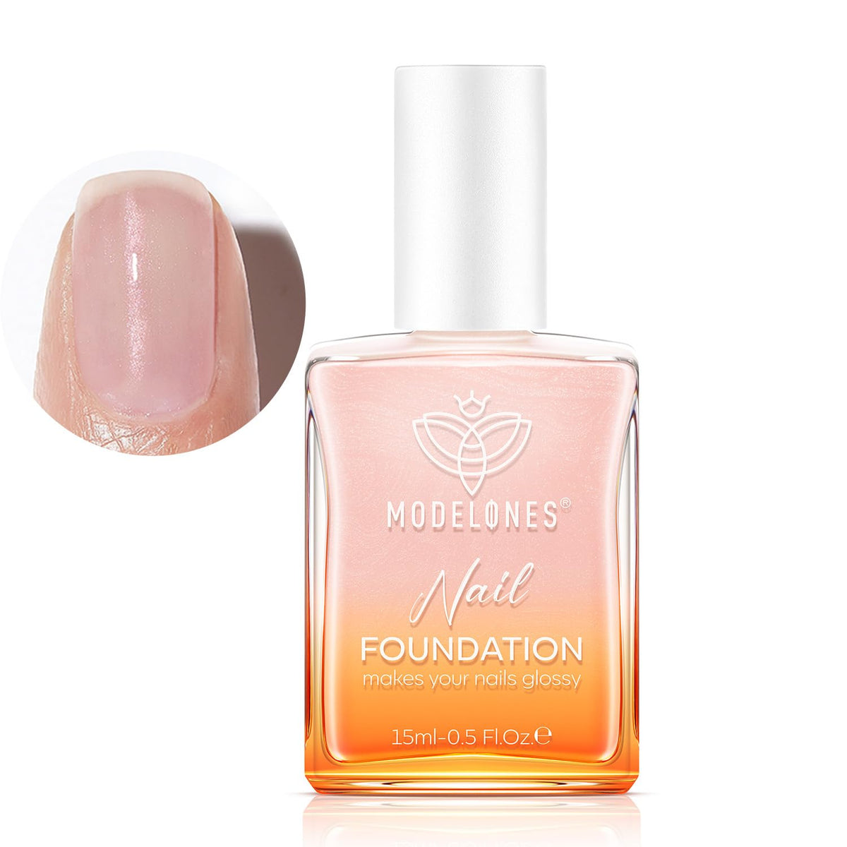 modelones Nail Strengthener, Iridescent Pink Nail Natural Concealer Foundation Polish Air Dry Nail