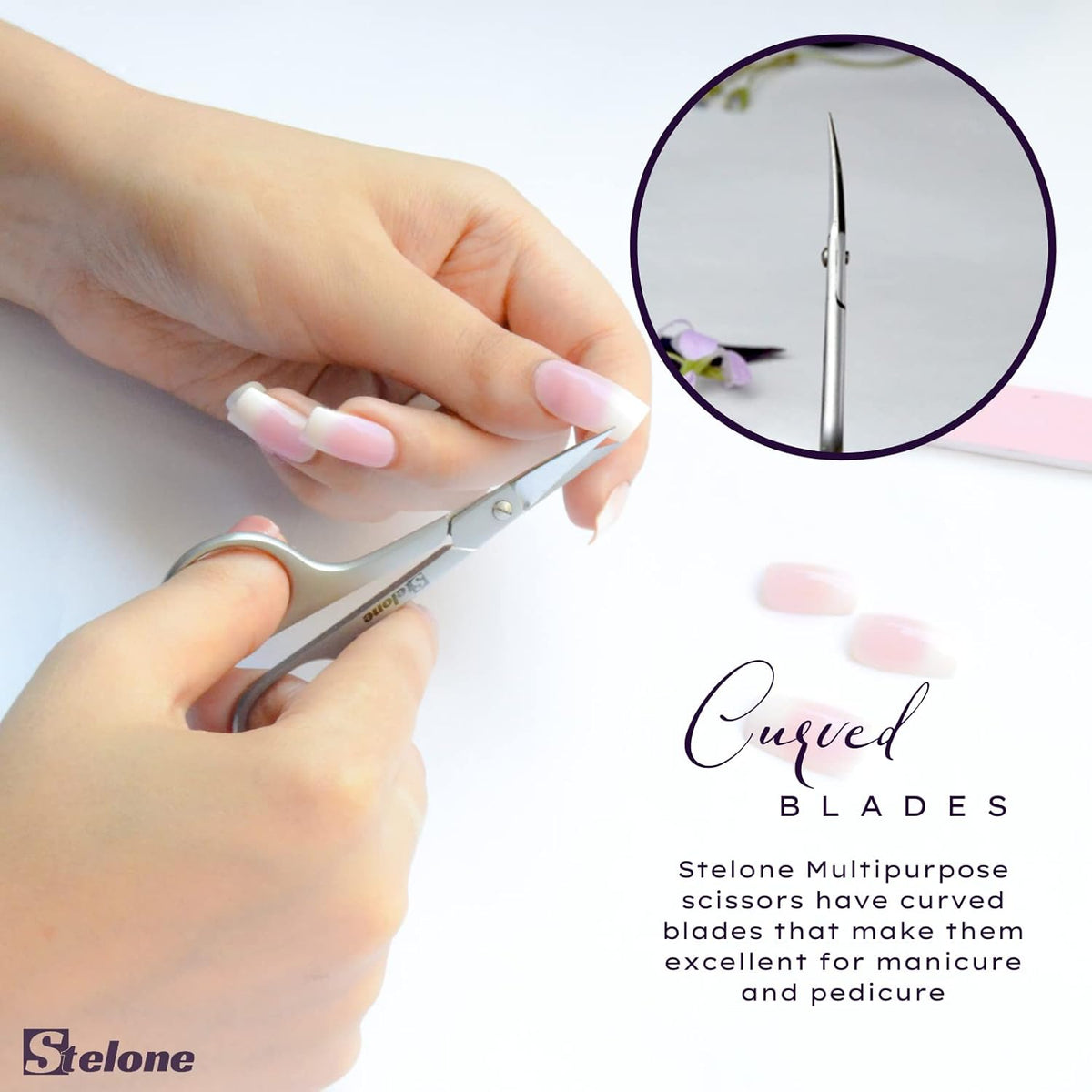 Multi Purpose Eyebrow Scissors Stainless Steel Curved Blade Cuticle Scissors for Manicure and